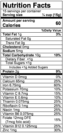 Nutrition Facts Oatmeal